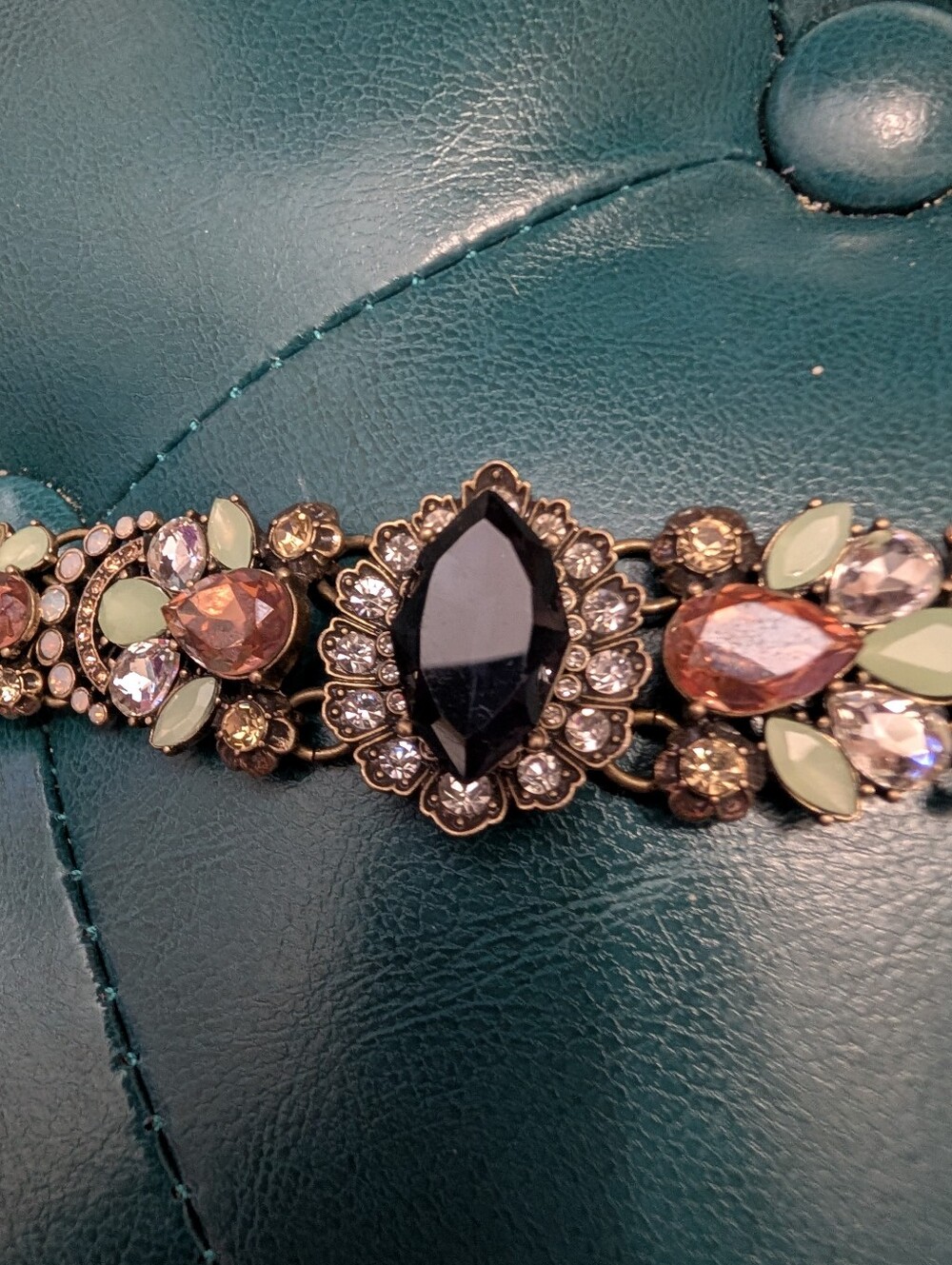 Chloe + Isabel Black, Peach & Pale Green Crystal Bracelet